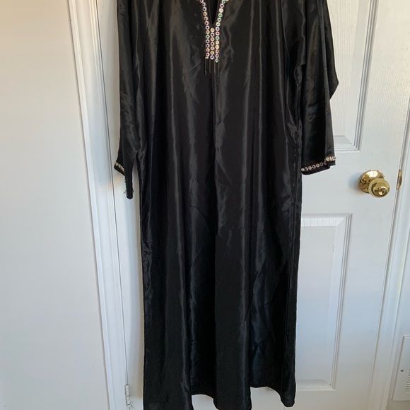 No Brand, Black Satin Maxi Dress with Jewels, Size: Small - Picture 1 of 4